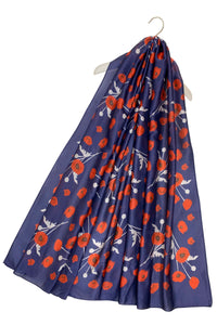 Poppy Print Silk Scarf