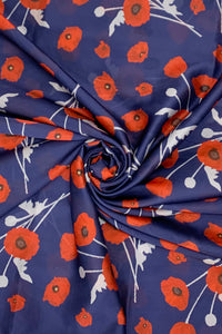 Poppy Print Silk Scarf