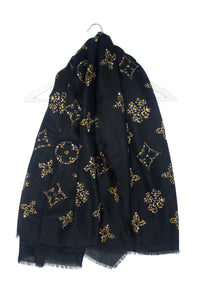 Leopard Flower Motif Print Square Scarf - Fashion Scarf World