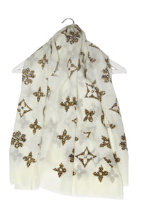 Leopard Flower Motif Print Square Scarf - Fashion Scarf World