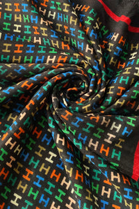Multi Coloured 'H' Letter Print Square Scarf - Fashion Scarf World