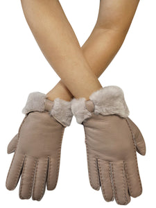 Bow Woolen Soft Leather Handmade Gloves
