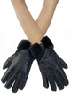 Bow Woolen Soft Leather Handmade Gloves