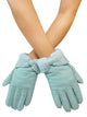 Bow Woolen Soft Leather Handmade Gloves