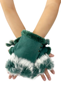 Plain Real Fur Fingerless Mittens