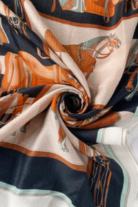 Equestrian Horse Saddle & Stirrups Print Scarf
