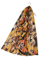 Tropical Leaf Floral Wool Scarf - Mustard