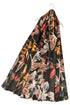 Tropical Leaf Floral Wool Scarf - Black