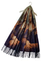 Leonardo Da Vinci Mona Lisa Print Wool Scarf with Tassel Edge