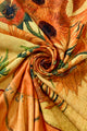 Van Gogh Sunflowers Print Wool Scarf with Tassel Edge