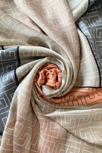 Geometric Fashion Shapes Print Silk Scarf