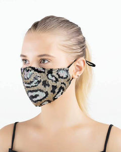 Face Coverings Masks (Pack of 10) Leopard Sequin - Mixed Colours