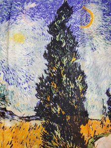 Van Gogh Cypress and Star Print Silk Scarf