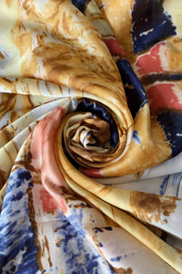 Impressionist Style Village Print Silk Scarf