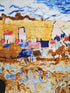 Impressionist Style Village Print Silk Scarf