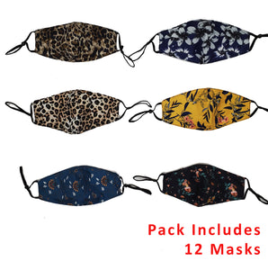 Face Coverings Masks (Pack of 12) Floral Animal