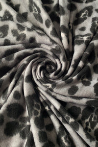 Warm Leopard Wool Scarf with Tassels