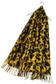 Warm Leopard Wool Scarf with Tassels