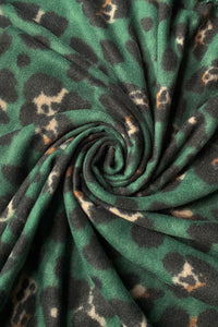 Warm Leopard Wool Scarf with Tassels