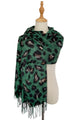 Warm Leopard Wool Scarf with Tassels