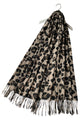 Warm Leopard Wool Scarf with Tassels
