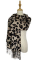 Warm Leopard Wool Scarf with Tassels