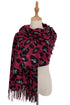 Warm Leopard Wool Scarf with Tassels