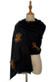Reversible Soft Wool Bee Print Frayed Edge Scarf