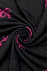 Reversible Soft Wool Bee Print Frayed Edge Scarf