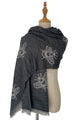 Reversible Soft Wool Bee Print Frayed Edge Scarf