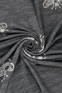 Reversible Soft Wool Bee Print Frayed Edge Scarf