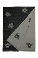 Reversible Soft Wool Bee Print Frayed Edge Scarf