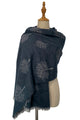 Reversible Soft Wool Tree Print Frayed Edge Scarf