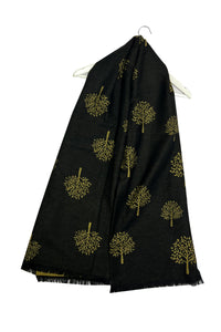 Reversible Soft Wool Tree Print Frayed Edge Scarf