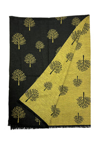 Reversible Soft Wool Tree Print Frayed Edge Scarf