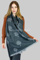 Reversible Soft Wool Tree Print Frayed Edge Scarf