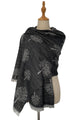 Reversible Soft Wool Tree Print Frayed Edge Scarf