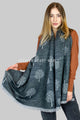 Reversible Soft Wool Tree Print Frayed Edge Scarf