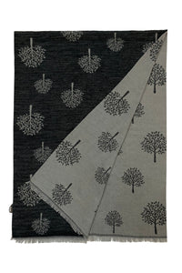Reversible Soft Wool Tree Print Frayed Edge Scarf