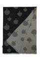 Reversible Soft Wool Tree Print Frayed Edge Scarf