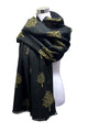 Reversible Soft Wool Tree Print Frayed Edge Scarf