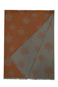 Reversible Soft Wool Tree Print Frayed Edge Scarf