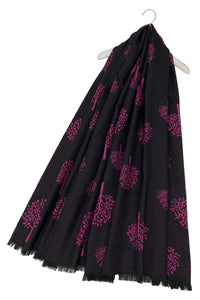 Reversible Soft Wool Tree Print Frayed Edge Scarf