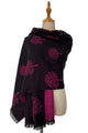 Reversible Soft Wool Tree Print Frayed Edge Scarf