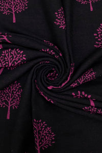 Reversible Soft Wool Tree Print Frayed Edge Scarf