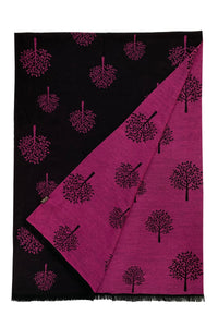 Reversible Soft Wool Tree Print Frayed Edge Scarf