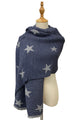 Reversible Pleated Ombre Star Print Wool Scarf