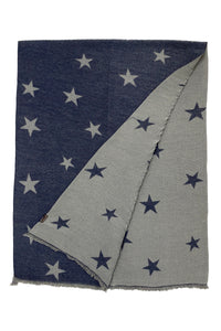 Reversible Pleated Ombre Star Print Wool Scarf