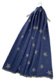 Reversible Pleated Ombre Star Print Wool Scarf