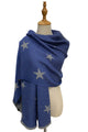 Reversible Pleated Ombre Star Print Wool Scarf